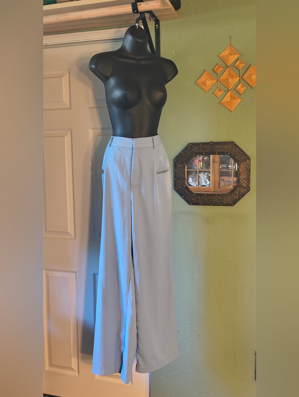 Commense Sky Blue Wide-Leg Trousers
